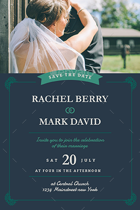 Elegant Wedding Postcard Invitation By Vynetta Graphicriver